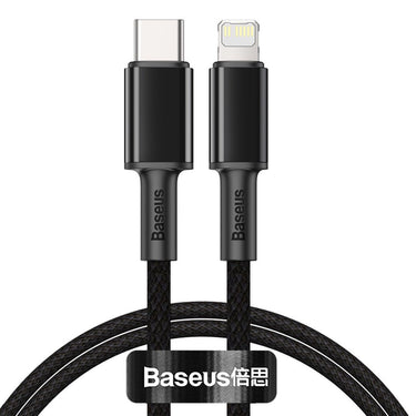 Baseus High Density Braided USB-C to Lightning 20W Fast Charging Cable Cord 1M - Black